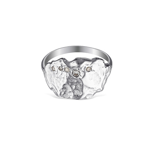 Starry Night Silver Textured Ring