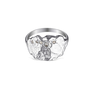 Starry Night Silver Textured Ring
