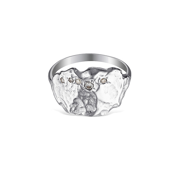 Starry Night Silver Textured Ring